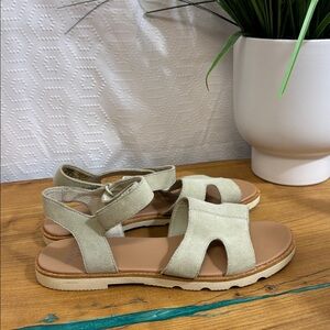 SOREL Ella III Ankle Strap Open Toe cream Spring Summer Sandal Size Women 7